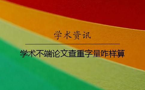 学术不端论文查重字量咋样算